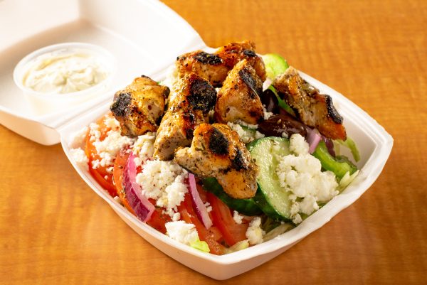 SmallGreekSaladWithChickenStick